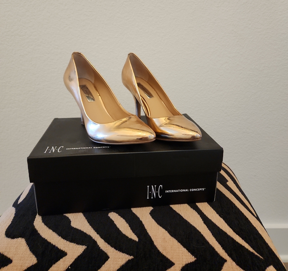 INC International Concepts Shiny Rose Gold Heels